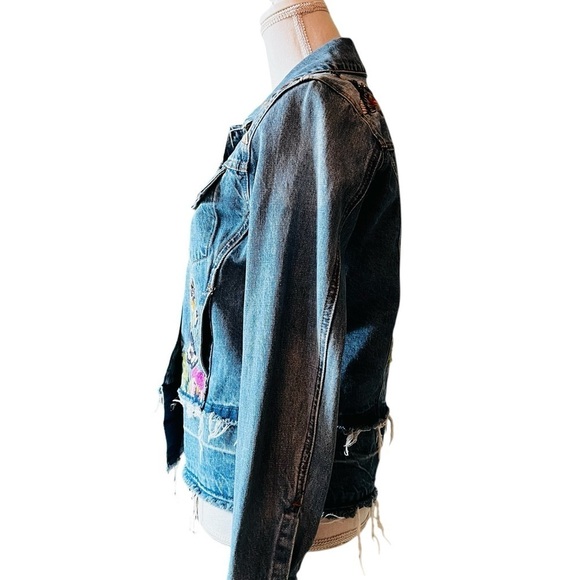 TRU LUXE JEANS WOMEN’S BOHO JEAN JACKET SIZE SMALL FLORAL & BIRD EMBROIDERY - Picture 2 of 13